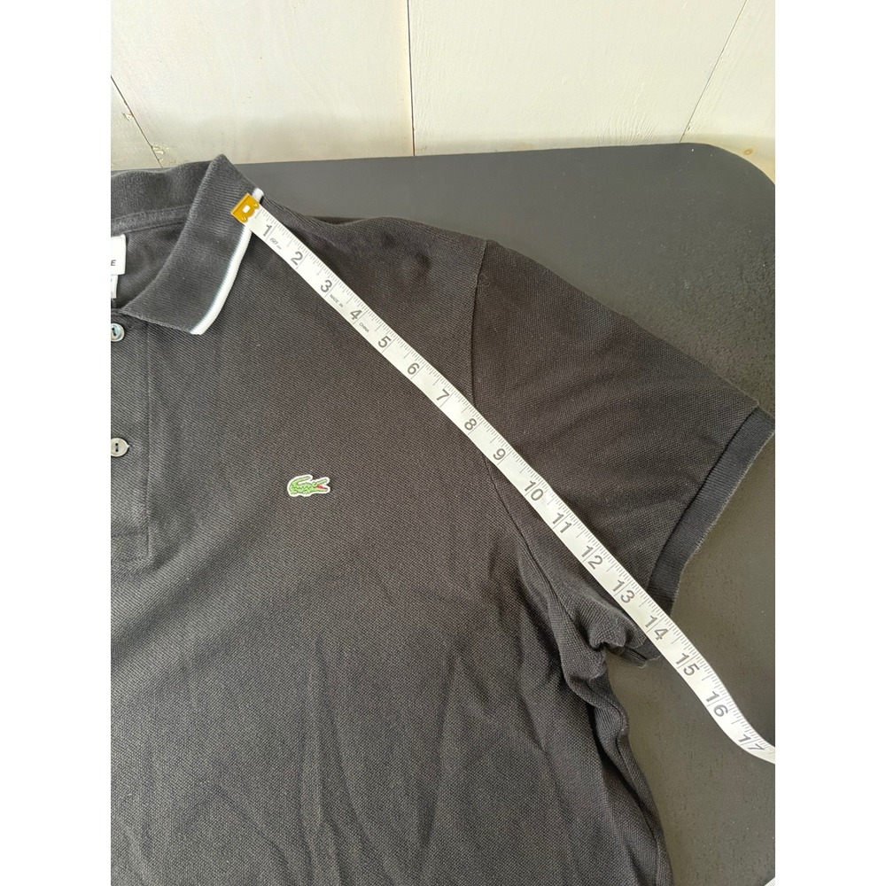 Lacoste Mens Size 7 XXL Black Cotton Pique Tipped Polo Shirt - Picture 9 of 12